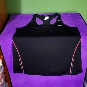VEUC Wms Sz L Asics Blk Performance Tank w/Hot Pink Contrast Stitching Reflect